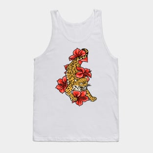 Jaguar With Jungle Flowers Tank Top